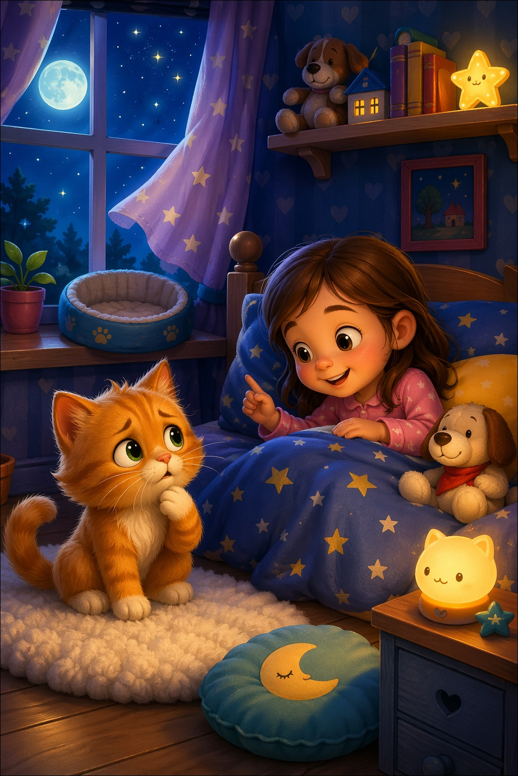 Illustration till Katten Leo kan inte sova